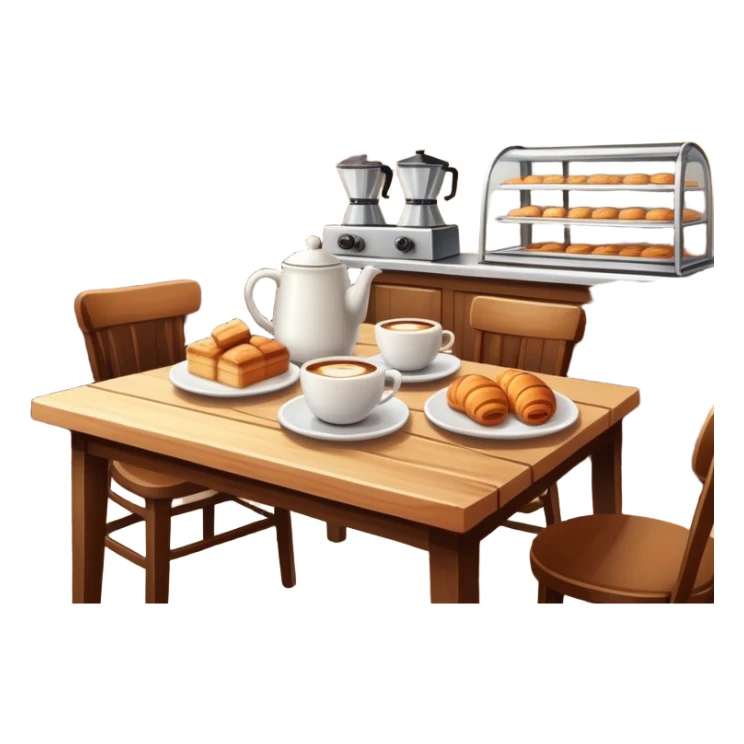cozy cafe interior with coffee cups and pastries sticker