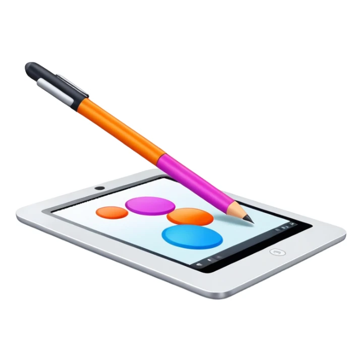 Computer graphics, digital art tools, graphic tablet, stylus, vibrant colors, smooth lines, modern design elements, minimalistic, on a white background, no extra details. sticker