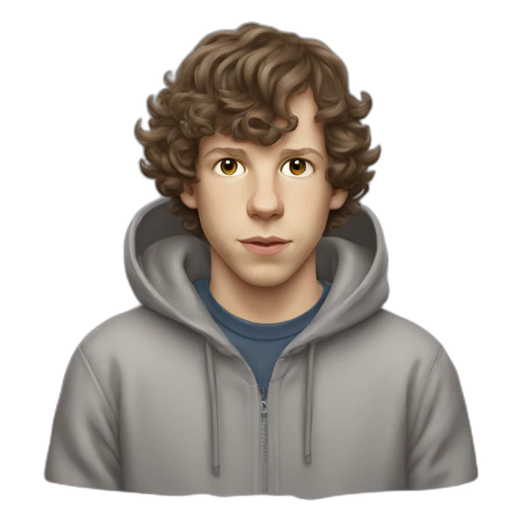 Jesse Eisenberg grey hoodie brown hair sticker