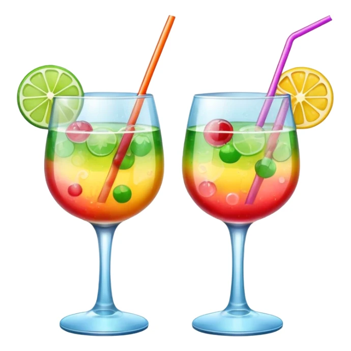 two realistic glasses of cocktail in emoji style sticker