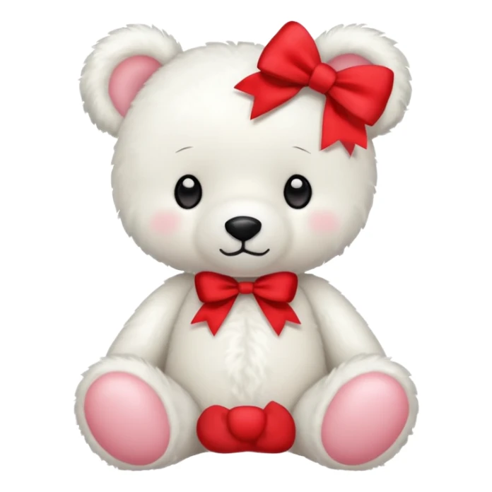 Oso de peluche blanco Adorable con un lazo  sticker