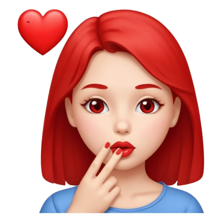 Emoji, girl's face blowing a kiss, puckered lips, small heart sticker