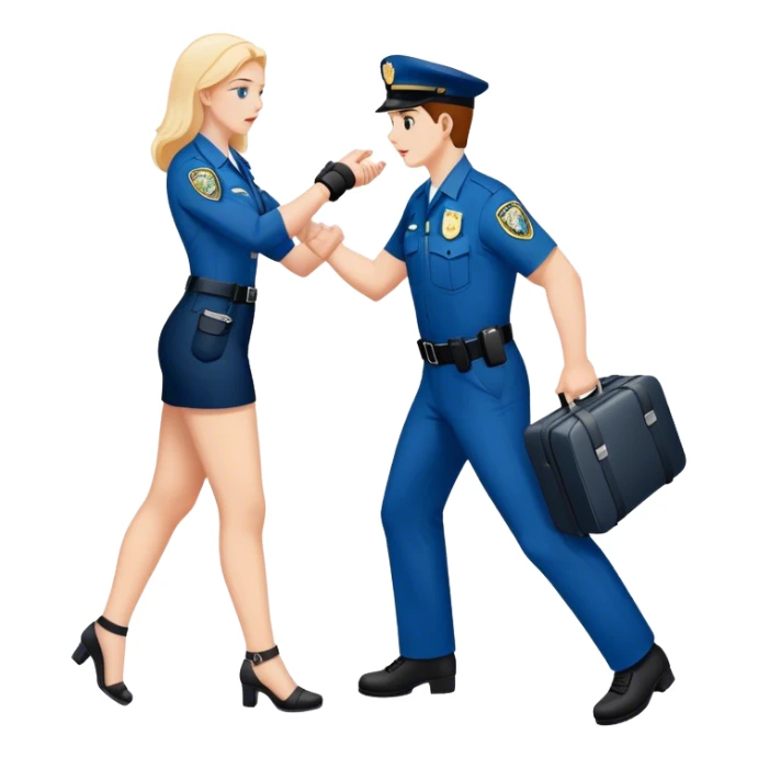 woman getting stopped by TSA agent because of her ankle weights sticker