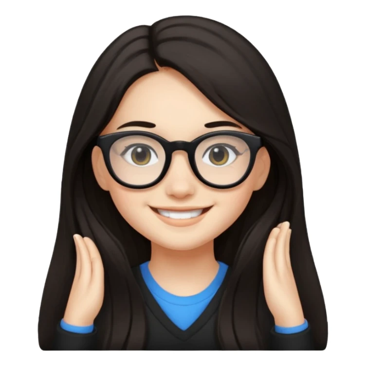 ragazzina di 16 anni mora capelli lunghi con occhiali neri sticker