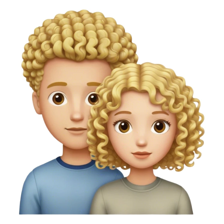 Buzz head boy and curly blond hair girl duo sticker