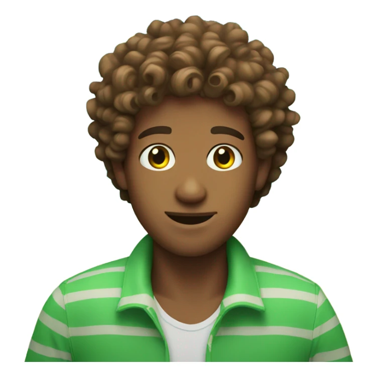 Brown curly head guy with green eyes in the beach sticker
