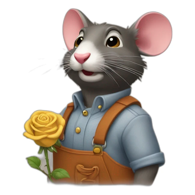 Raton laveur tenant une rose sticker