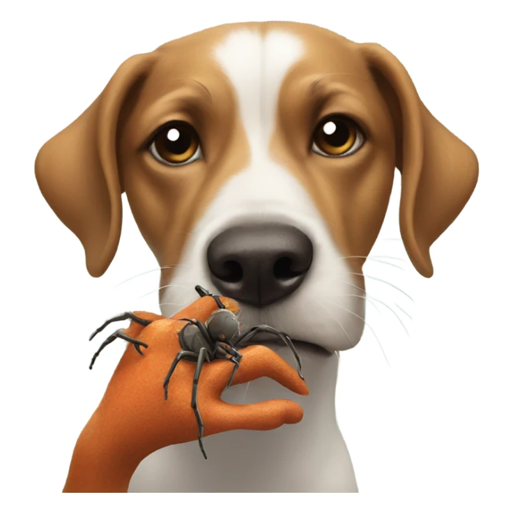 Dog kissing a spider sticker