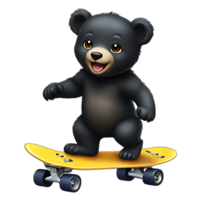 baby formosan black bear riding skateboard sticker