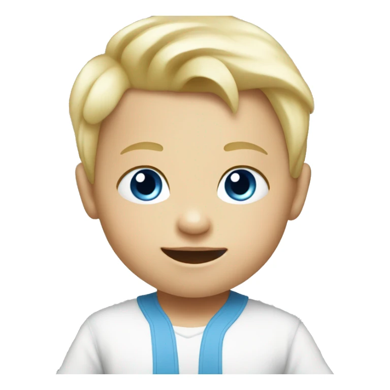 Blonde blue eyes baby boy playing  sticker