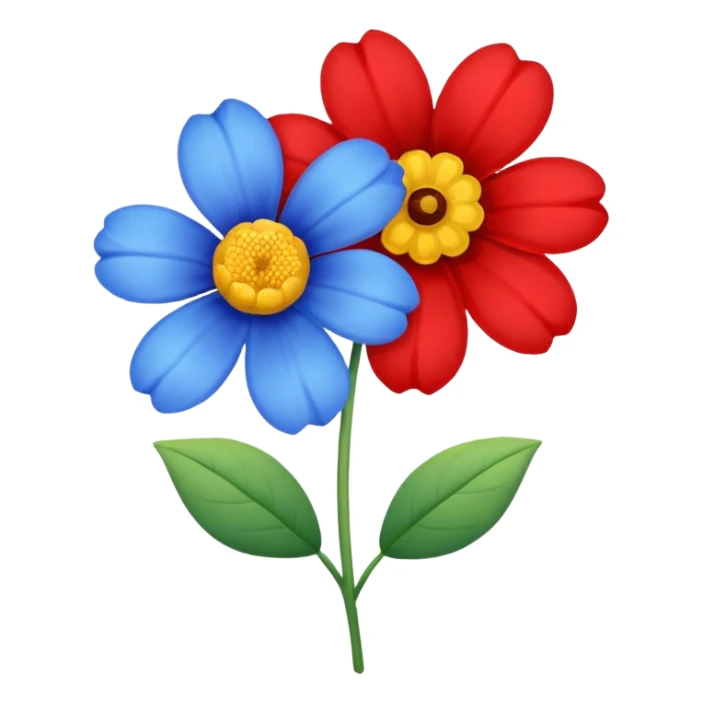 One Yellow flower and one blue flower with red band  sticker