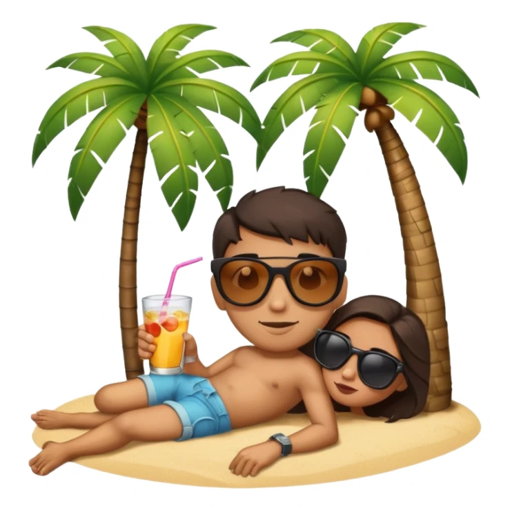 bomb in sunglasses sipping a drink and laying under a palm tree sticker