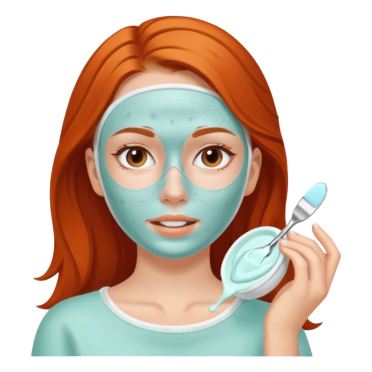 White girl with freackles doing skincare mask sticker