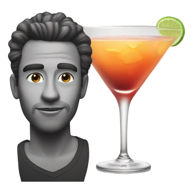 monochrome portrait of me with a cocktail sticker