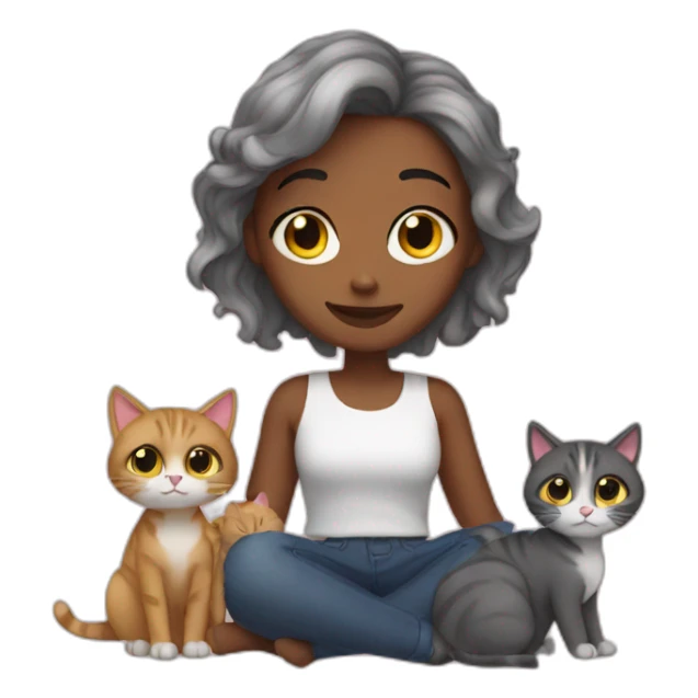 girl with her cats sticker