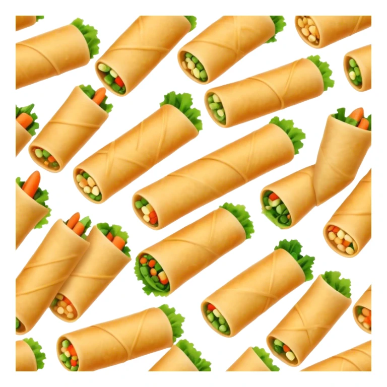 Cinematic Realistic Spring Rolls Dish Emoji, featuring golden, crispy rolls filled with fresh vegetables rendered with detailed textures and warm natural lighting. sticker