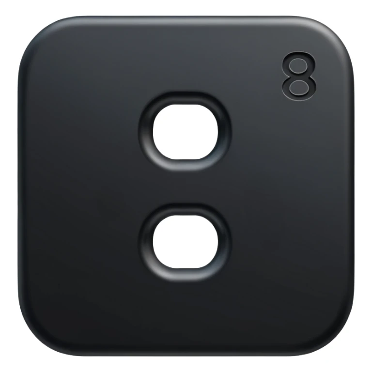 Minimal emoji, number 8 made of solid matte black metal, thick symmetrical form, subtle metal texture, deep shadows, no glow, no neon, flat emoji design, centered, transparent background sticker