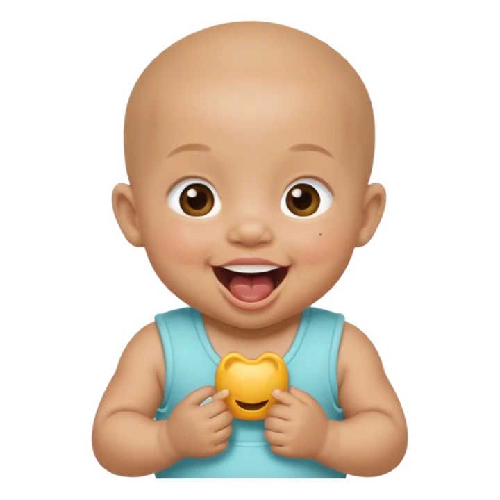 Bébé qui rigole métisse avec une tetine sticker