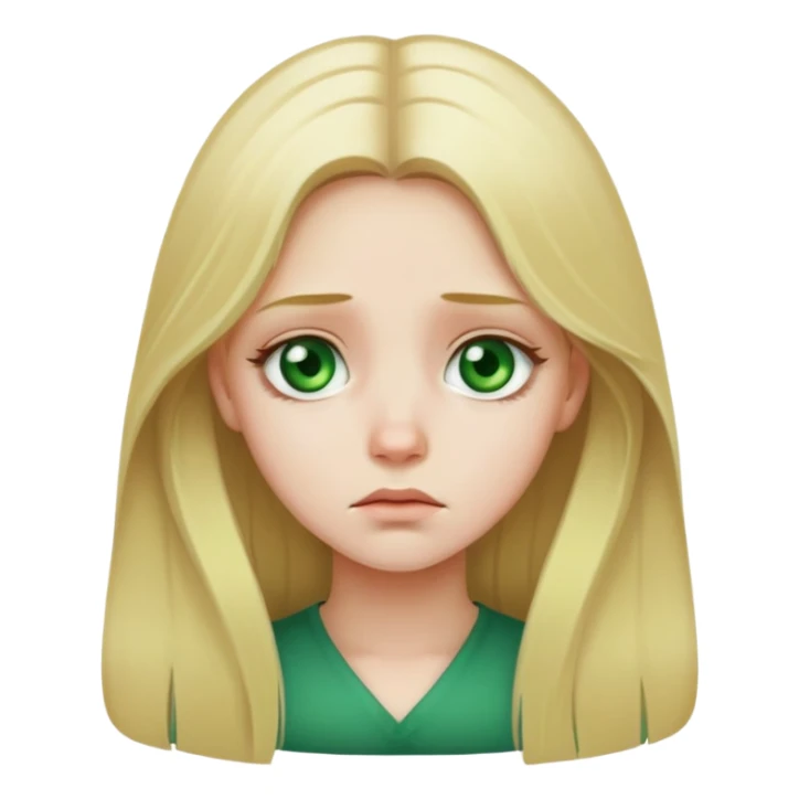 Sad girl with long blonde hair and green eyes  sticker