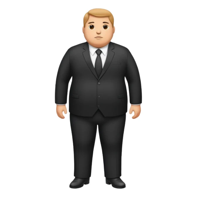 photorealistic full-length fat official in a black suit sticker