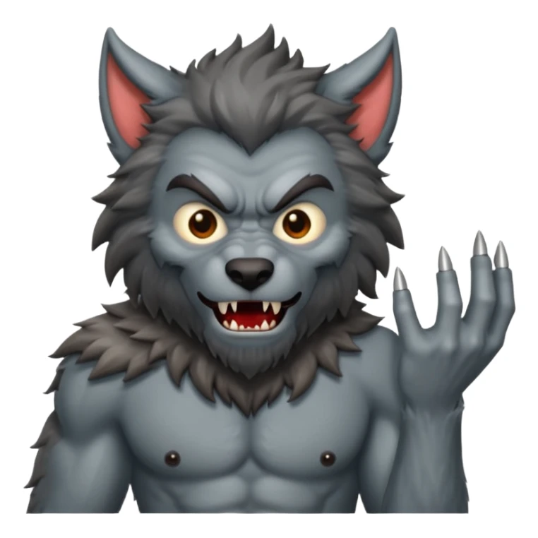 Create an emoji of Werewolf half bodied till waist sharp nails sticker