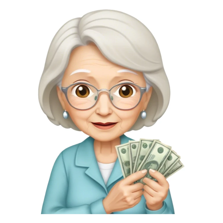 cute grandma with money in her hand sticker