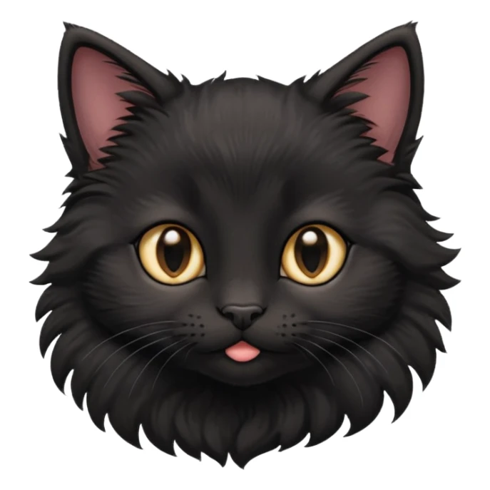 A photo-realistic digital illustration of an adorable black kitten sticker