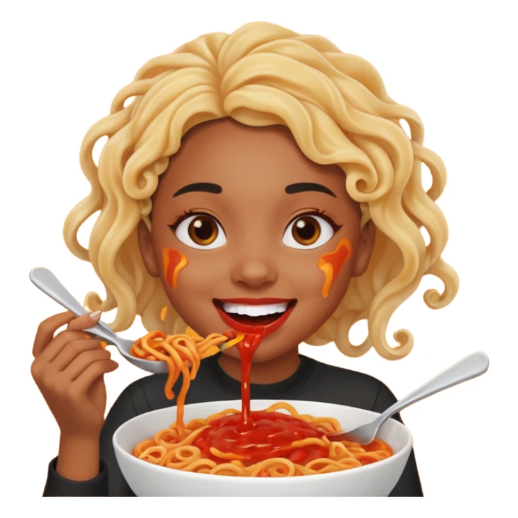 A light skined black girl eating lava noodles  sticker