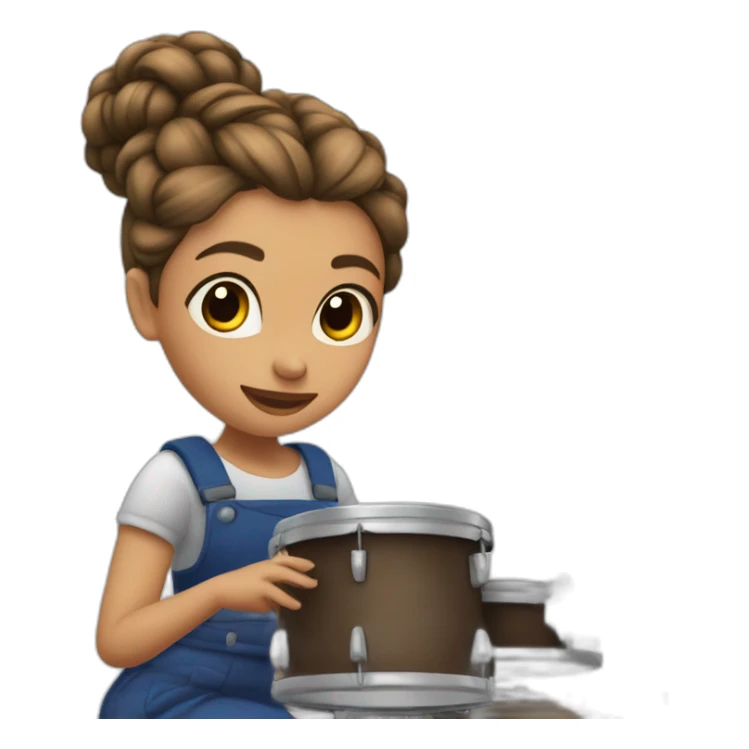 One French girl with one hair bun playing drums sticker