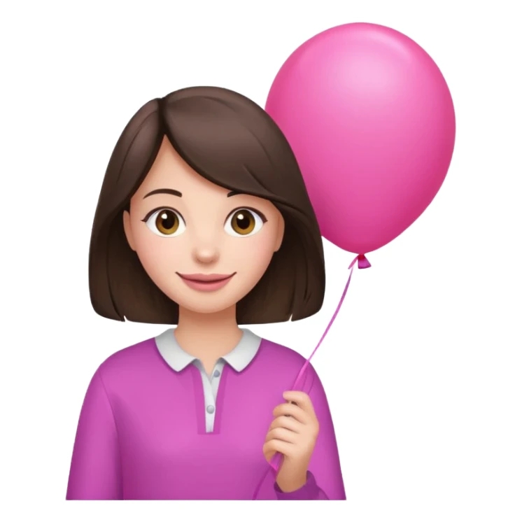 brunette girl with pink baloon sticker