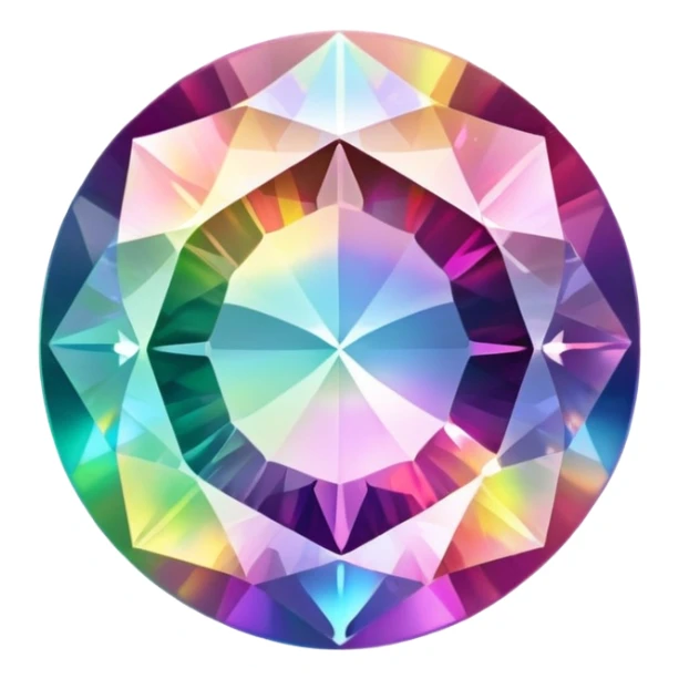 Faceted round mystic quartz with holographic rainbow effect and brilliant shine sticker