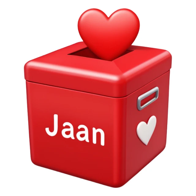 JAAN in bold letters in a red box with hearts  sticker