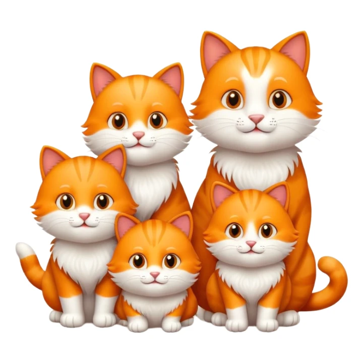 two big happy cats with four little happy cats sticker