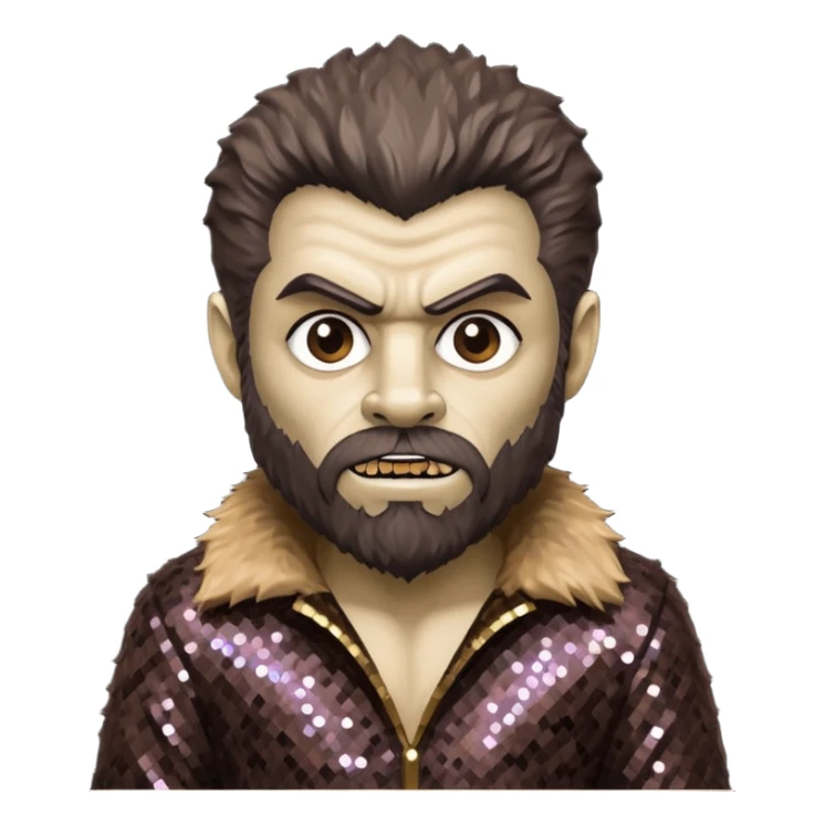 The Wolfman from Universal Monsters with brown fur, dark brown sequin outfit  sticker