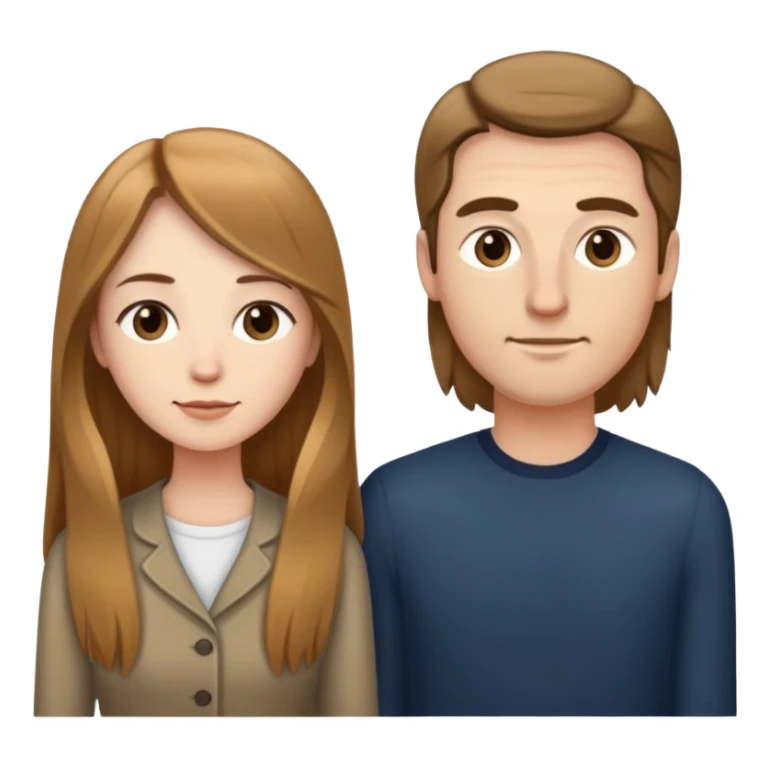 Short wife with light brown long hair next to tall husband  sticker