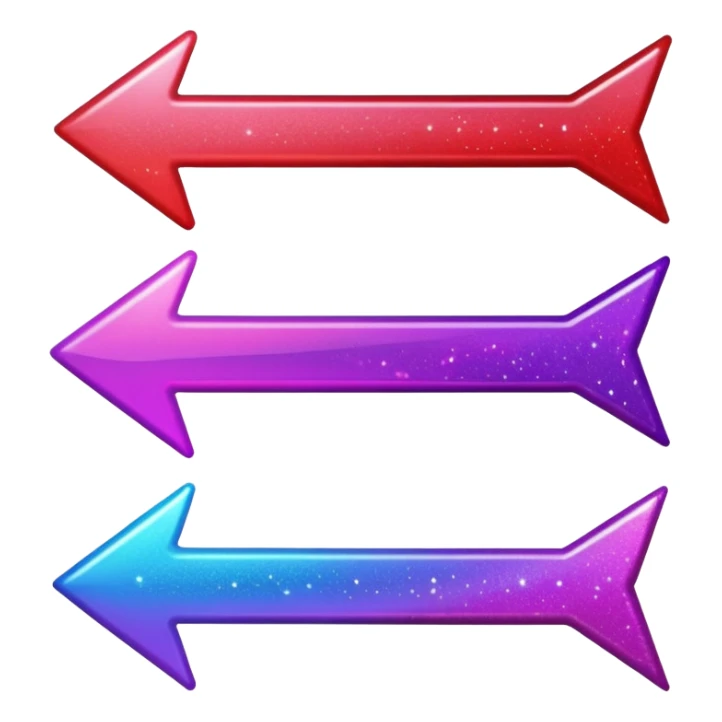 color gradient between red and purple glitter arrow sticker