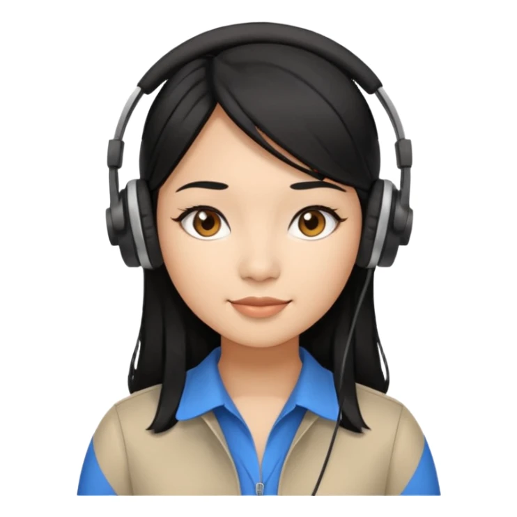 Female Filipino Virtual Assistant with Black Hair with headphone on sticker