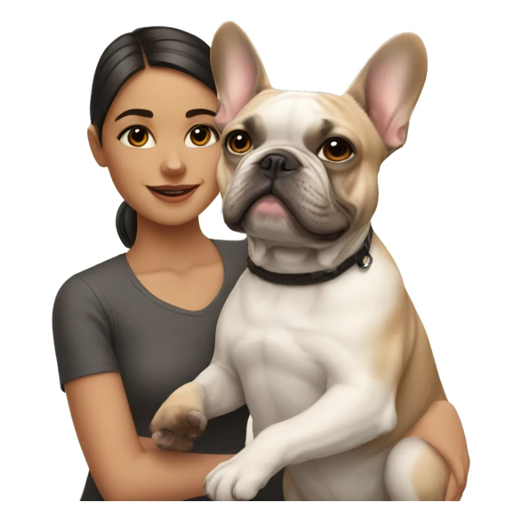 girl and French bulldog  sticker