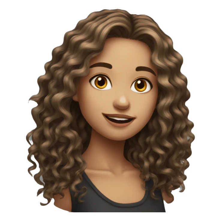 Wavy hair cute model girl long hair sticker