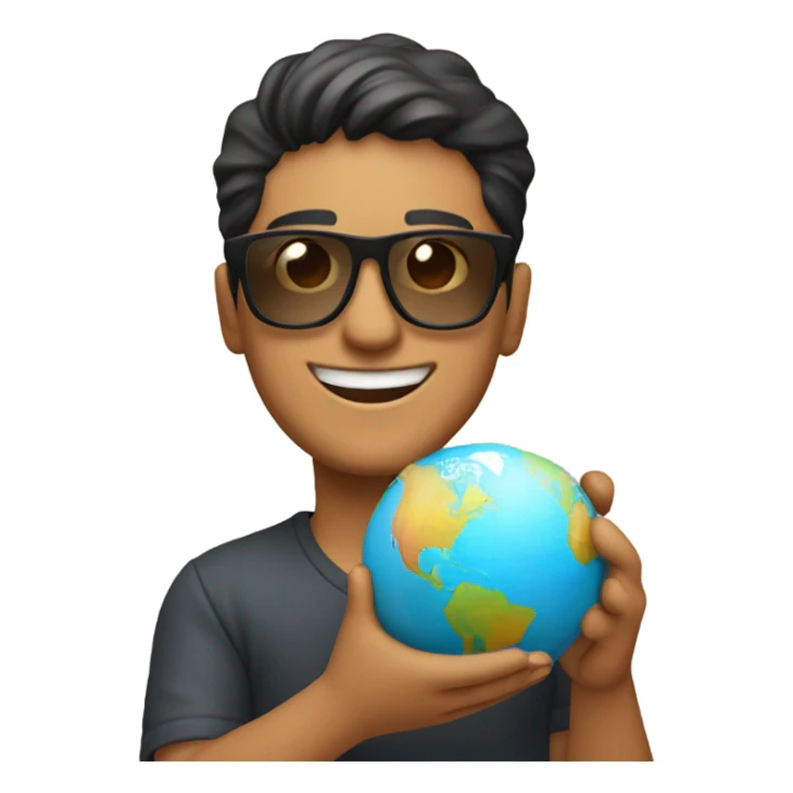 Happy Latino sunglasses with the world in his hands sticker