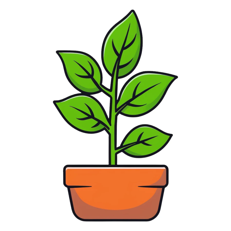 Fresh basil plant with green leaves sticker