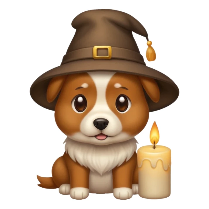 Dog wearing a hat that says big ass luxuries with a candle next to him sticker