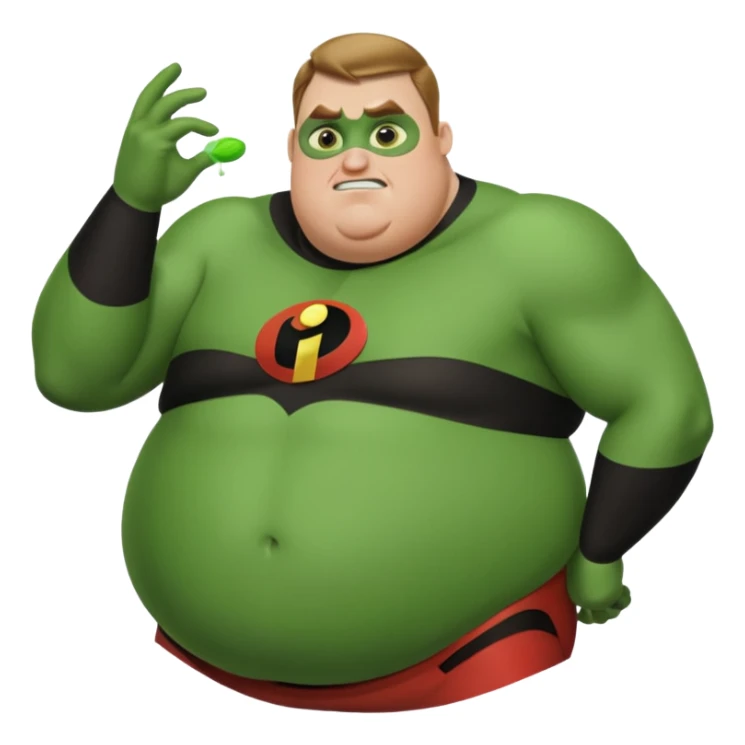 really fat green mr incredible farting sticker