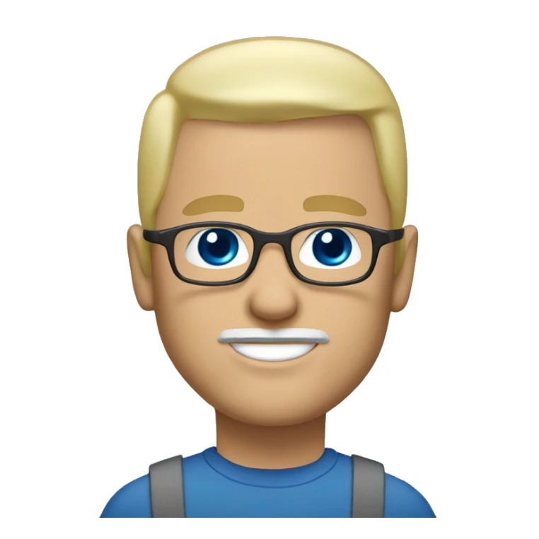 bald man blonde goatee glasses blue eyes sticker