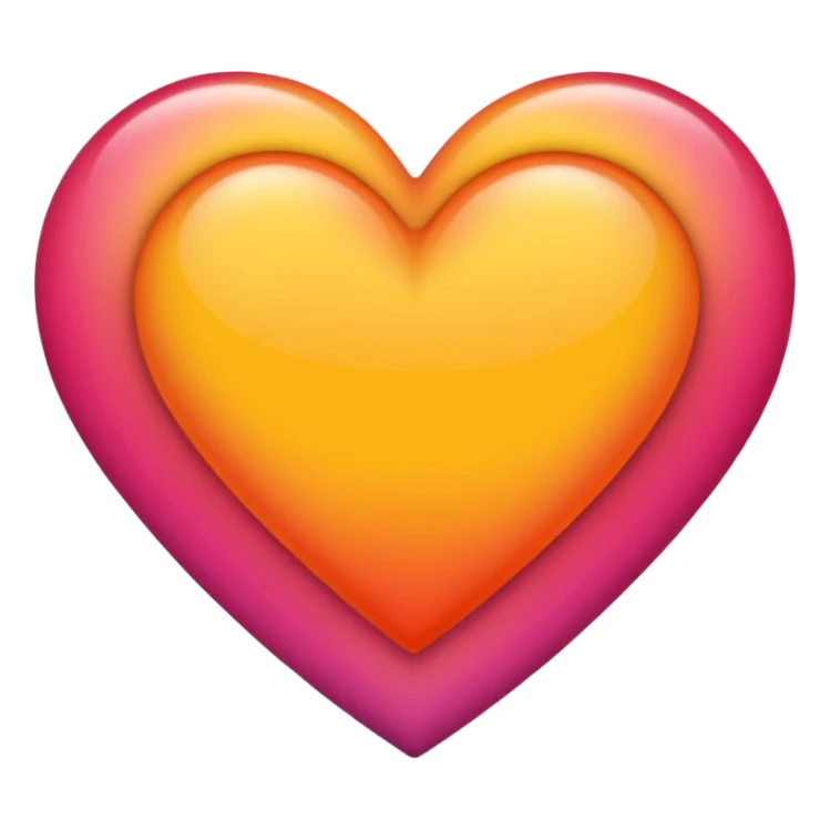 Bright yellow to orange to dark pink double gradient double heart sticker