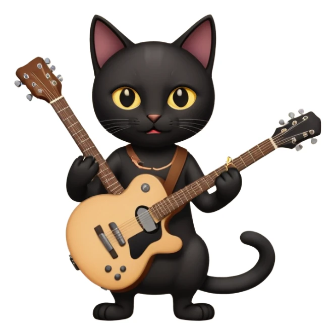 A black cat having a guitar and rocking out sticker