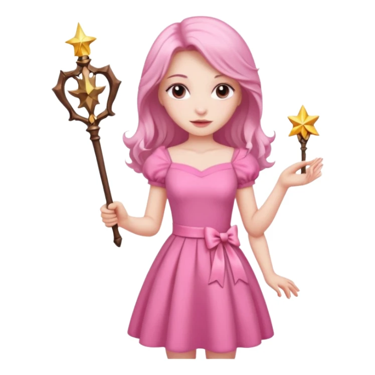 beautiful-haired in pink woman with a wand sticker