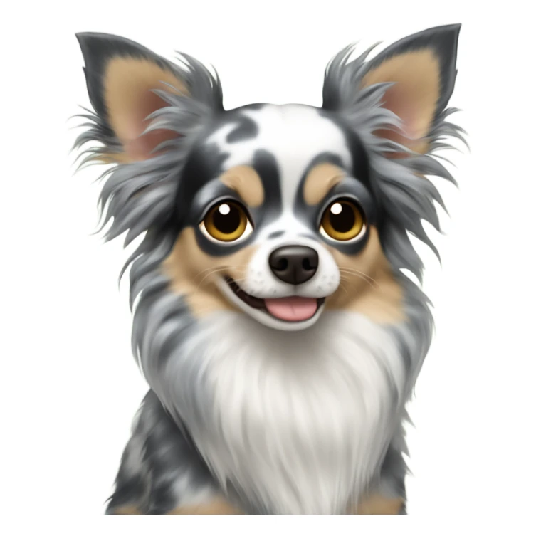 Blue merle chihuahua long hair drinking Starbucks  sticker