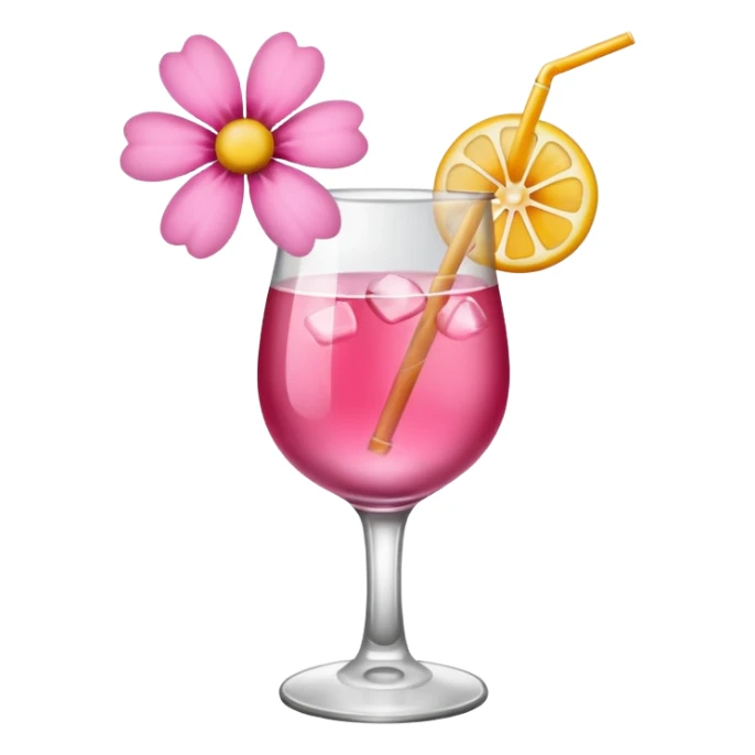 Alcohol drink with pink flower sticker
