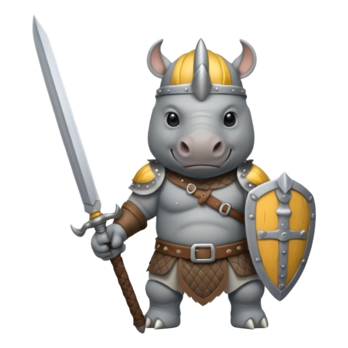 rhino with viking helmet and sword sticker
